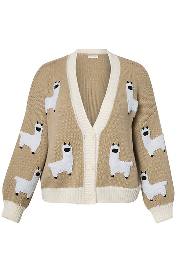 Llamas Printed Cardigan Slide 1