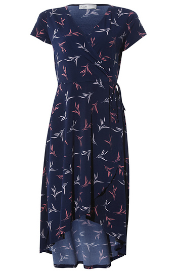 Tropical Faux Wrap Dress Slide 1