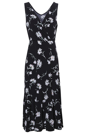 Sleeveless Faux Wrap Midi Dress Slide 1