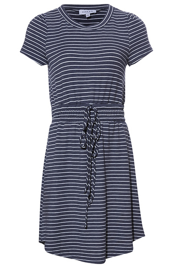 Striped Front Tie Mini Dress Slide 1