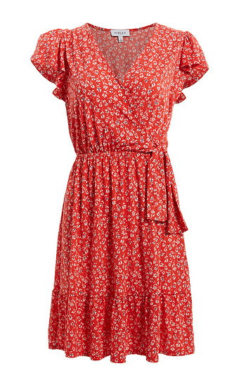 Surplice Floral Mini Dress Slide 1