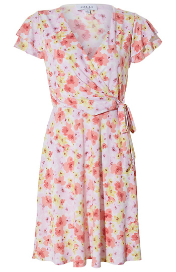 Tie Waist Wrap Floral Dress Slide 1