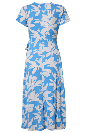 Floral Wrap Dress in Blue/White | DAILYLOOK