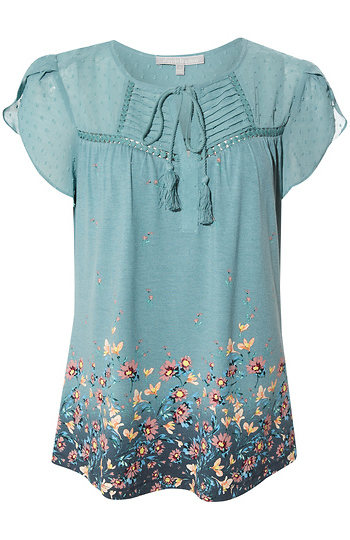 Daniel Rainn Short Contrast Sleeve Blouse Slide 1