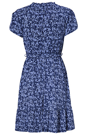 Short Smocked Waist Dress in Blue Multi S - XL | DAILYLOOK