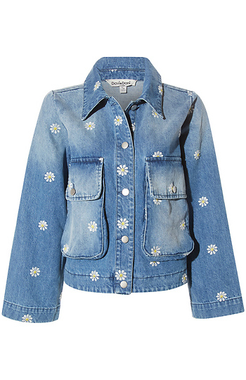 Floral Embroidered Denim Jacket Slide 1