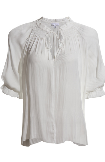 Split Neck Pleated Blouse Slide 1