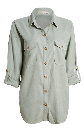 Peach Skin Button Down Shirt Slide 1