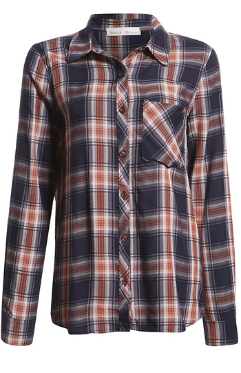 Plaid Button Front Shirt Slide 1