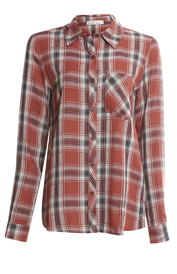 Plaid Button Front Shirt Slide 1