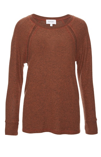 Emilia Brushed Raglan Sleeve Top with Rib Contrast Slide 1