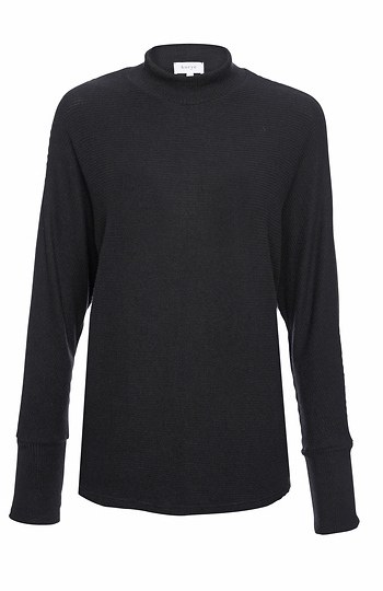 Mock Neck Brushed Ribbed Top Slide 1