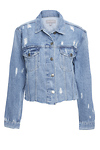 Just Black Distressed Raw Hem Denim Jacket