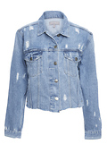 Just Black Distressed Raw Hem Denim Jacket