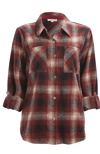 Plaid Button Down with Rolled Sleeves Slide 1