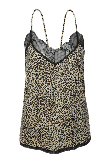Leopard Print Lace Trim Cami Slide 1
