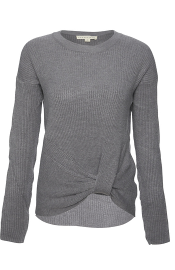 Front Knot Long Sleeve Knit Top Slide 1