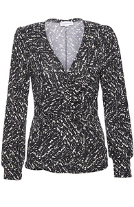 Veronica M Shirred V Neck Top Slide 1