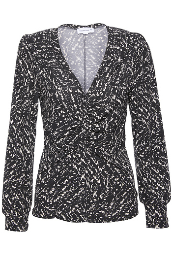 Veronica M Shirred V Neck Top Slide 1