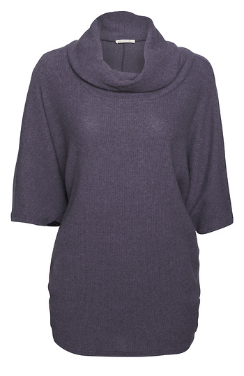 Cowl Neck 3/4 Sleeve Brushed Top Slide 1