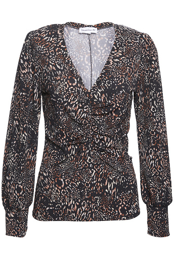 Veronica M Shirred V Neck Top Slide 1