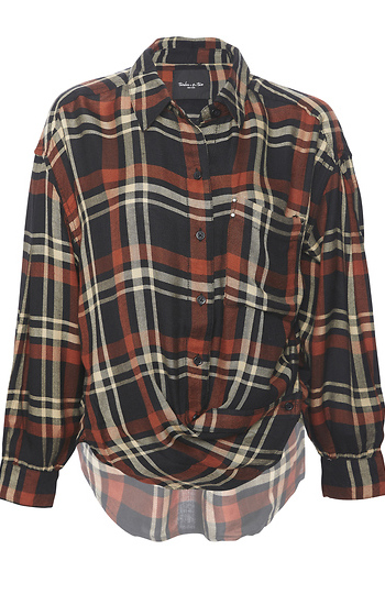 BeachLunchLounge Twist Front Plaid Top Slide 1