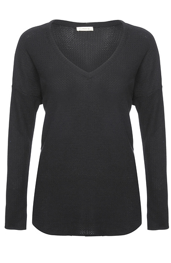 Long Sleeve Brushed Waffle Knit Top Slide 1