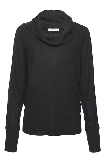 Cowl Neck Brushed Waffle Knit Top Slide 1