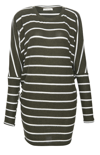 Striped Brushed Long Sleeve Top Slide 1