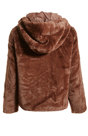 Faux Fur Hooded Jacket in Brown M | DAILYLOOK