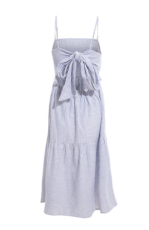 klon Triumferende Pub Vero Moda Striped Midi Dress in Blue/White | DAILYLOOK
