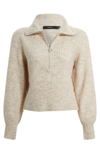 Half Zip Collar Cropped Sweater Slide 1