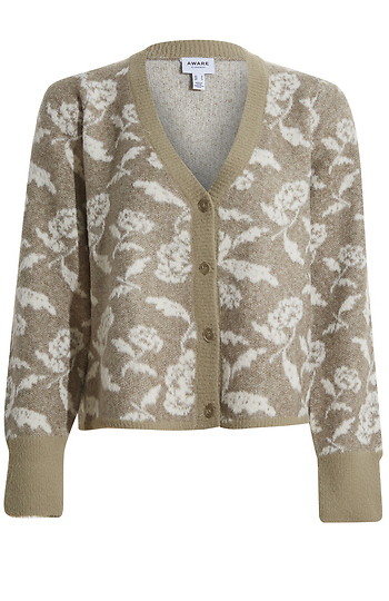 V-Neck Floral Cardigan Slide 1