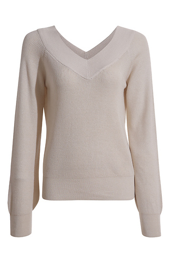 Long Sleeve V-Neck Knit Sweater Slide 1