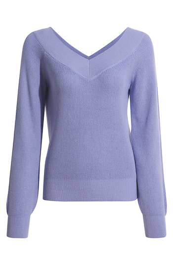 Long Sleeve V-Neck Knit Sweater Slide 1