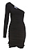 Long Sleeve One Shoulder Ruched Mini Dress Thumb 1