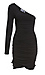 Long Sleeve One Shoulder Ruched Mini Dress Thumb 1