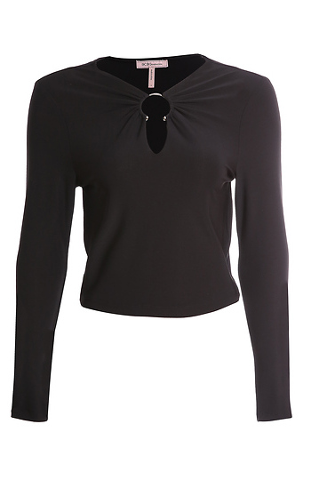 BCBGeneration Keyhole Long Sleeve Top Slide 1