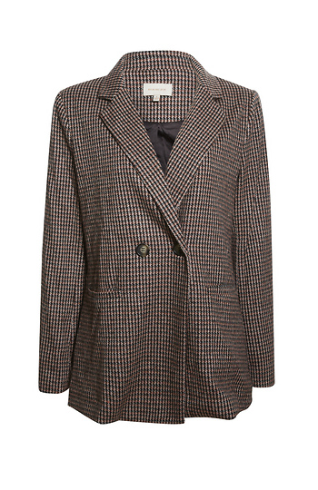 Double Breasted Houndstooth Print Blazer Slide 1