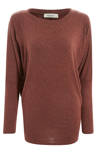 Boat Neck Long Sleeve Hacci Top Slide 1