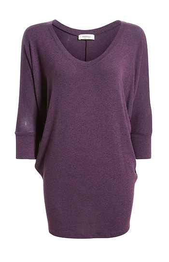 Nadia Quarter Sleeve Dolman V-Neck Hacci Top Slide 1