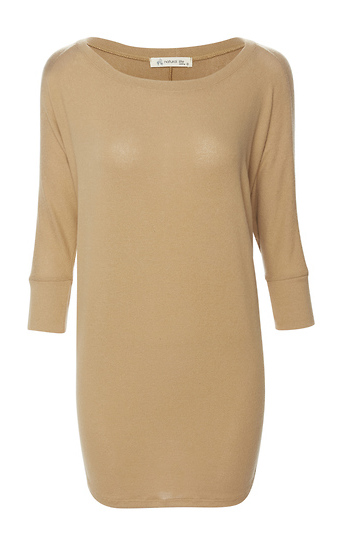 Boat Neck Brushed 3/4 Sleeve Top Slide 1