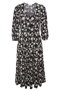 Elbow Sleeve Tiered Midi Dress