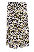 ICHI Animal Print Midi Skirt