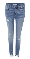 Mid Rise Distressed Crop Denim