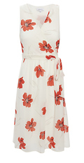 Surplice Floral Print Midi Dress