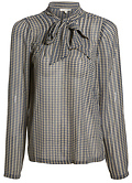 Houndstooth Blouse With Self Tie Detail
