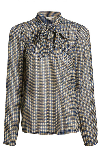 Houndstooth Blouse With Self Tie Detail Slide 1