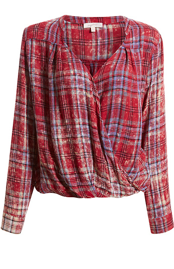 Surplice Plaid Top Slide 1