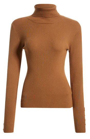 Rib Knit Top With Button Cuff Sleeves Slide 1